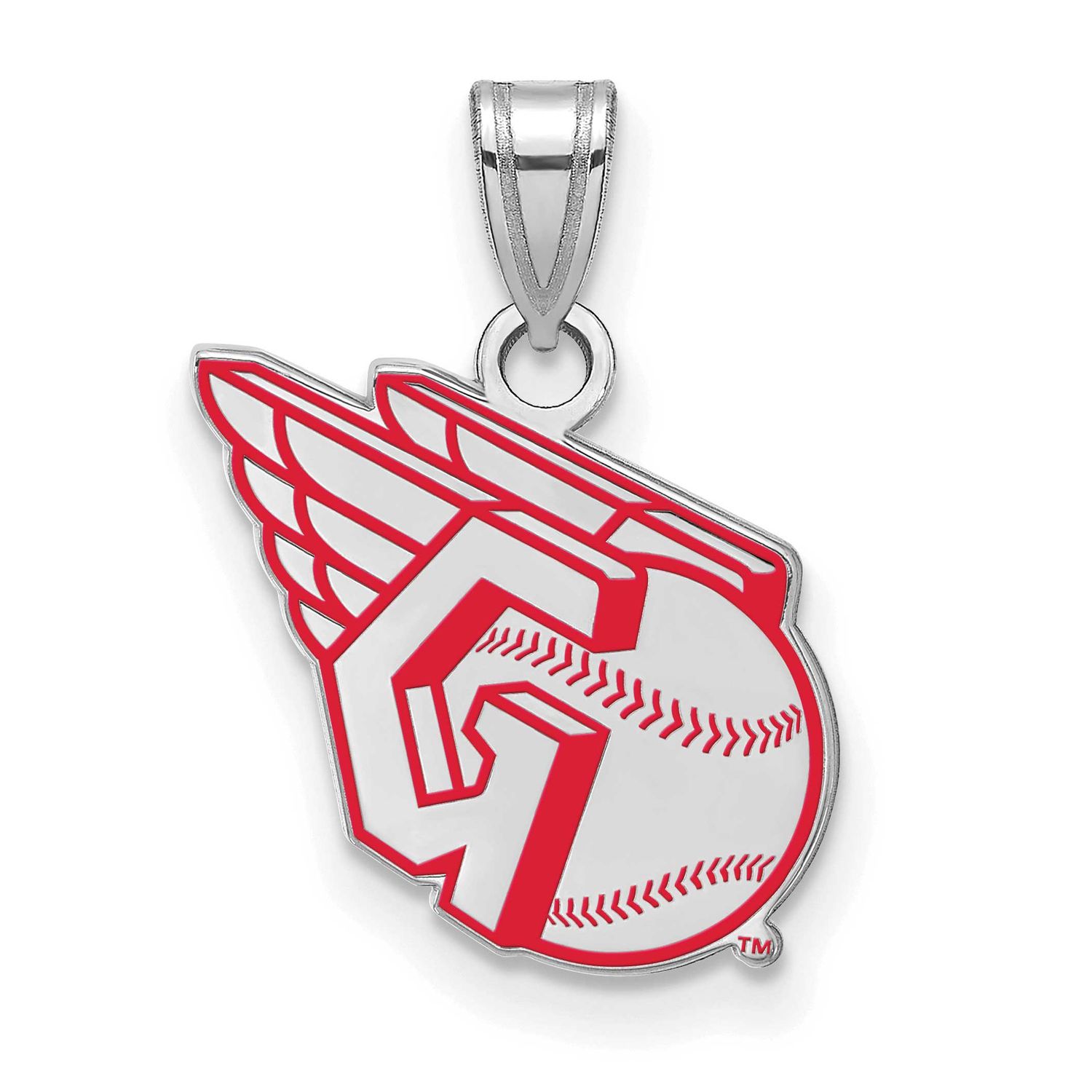 MLB Cleveland Guardians Small Enamel Pendant Sterling Silver Rhodium-plated, MPN: SS031GUA