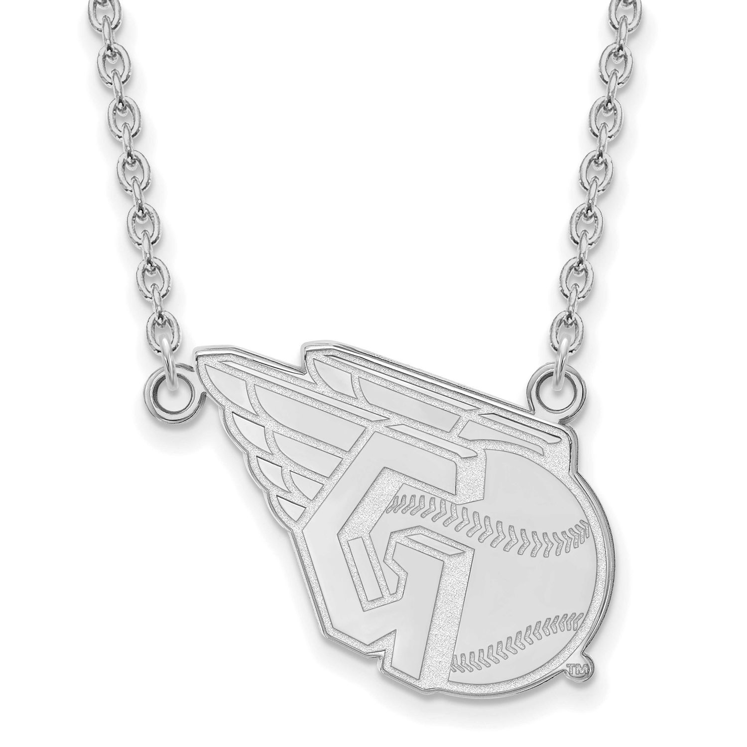 MLB Cleveland Guardians Large Pendant with Necklace Sterling Silver Rhodium-plated, MPN: SS026GUA-18