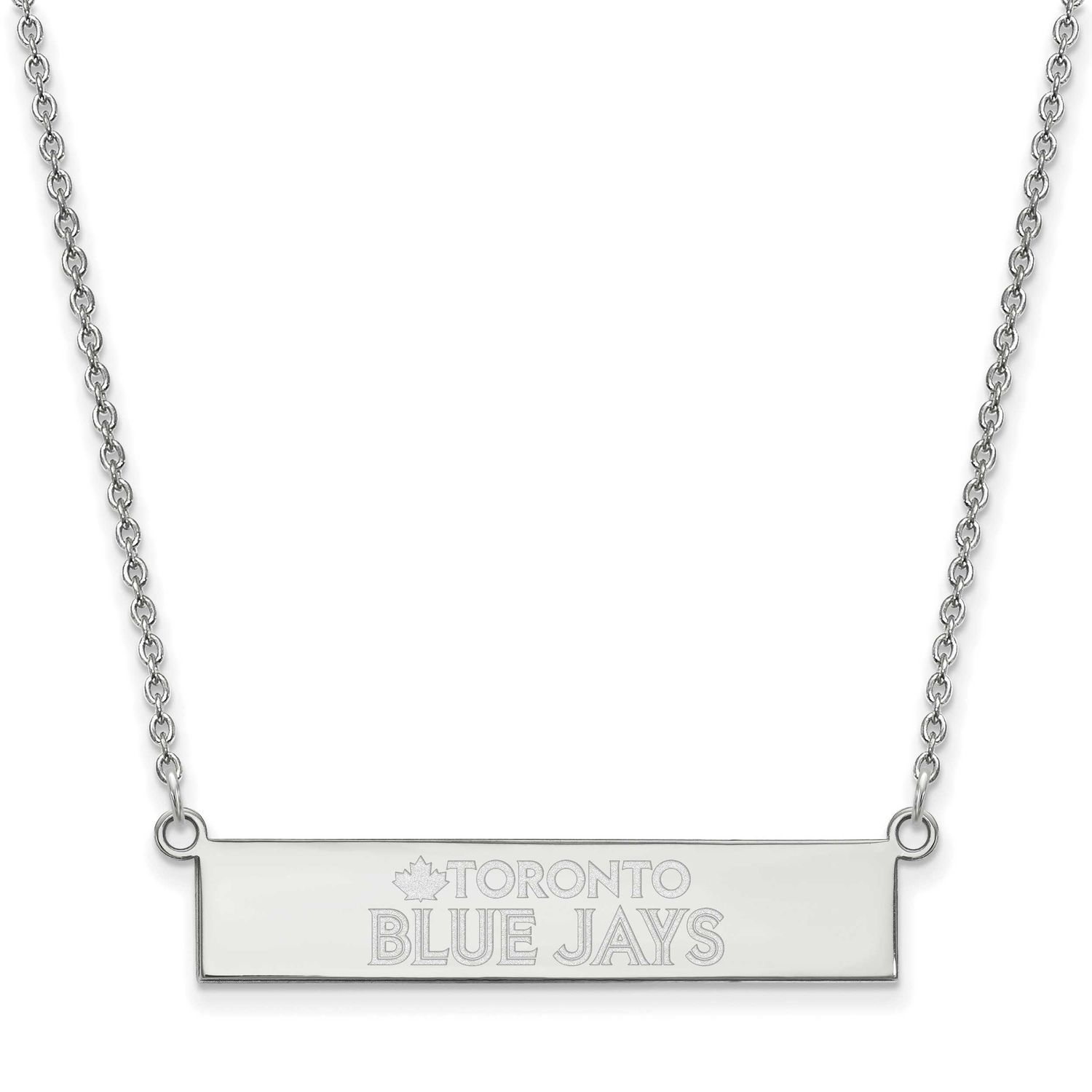 MLB Toronto Blue Jays Script Bar Necklace Sterling Silver Rhodium-plated, MPN: SS041BLU-18