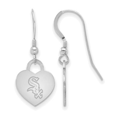 MLB Chicago White Sox Heart Dangle Earrings Sterling Silver Rhodium-plated, MPN: SS128WHI