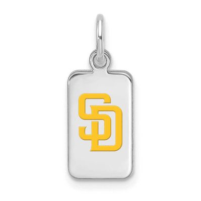MLB San Diego Padres Enamel Tag Pendant Sterling Silver Rhodium-plated, MPN: SS126PAD