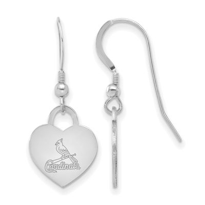 MLB St Louis Cardinals Heart Dangle Earring Sterling Silver Rhodium-plated, MPN: SS128CRD