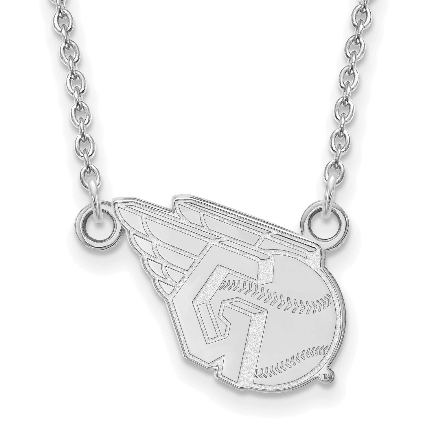 MLB Cleveland Guardians Small Pendant with Necklace Sterling Silver Rhodium-plated, MPN: SS025GUA-18