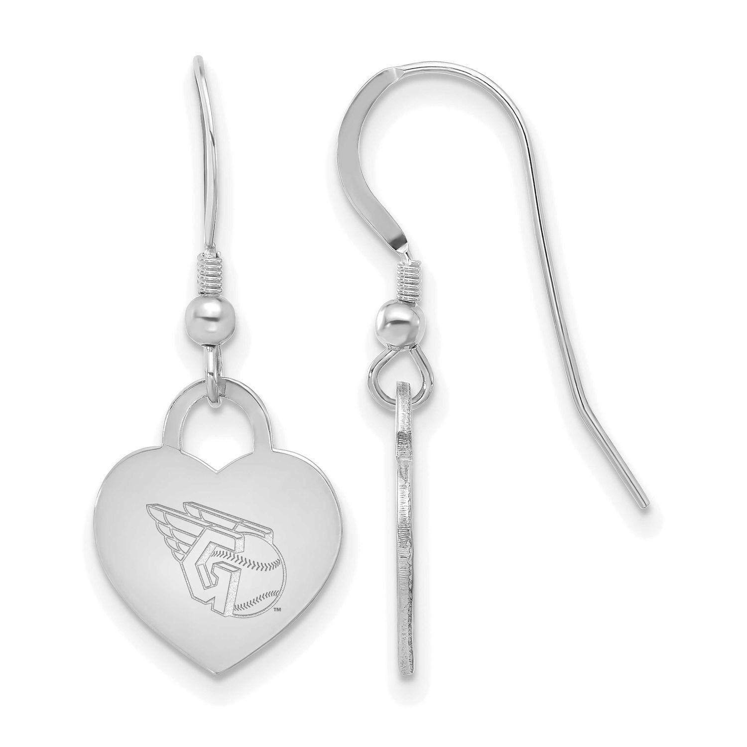 MLB Cleveland Guardians Heart Dangle Earrings Sterling Silver Rhodium-plated, MPN: SS128GUA