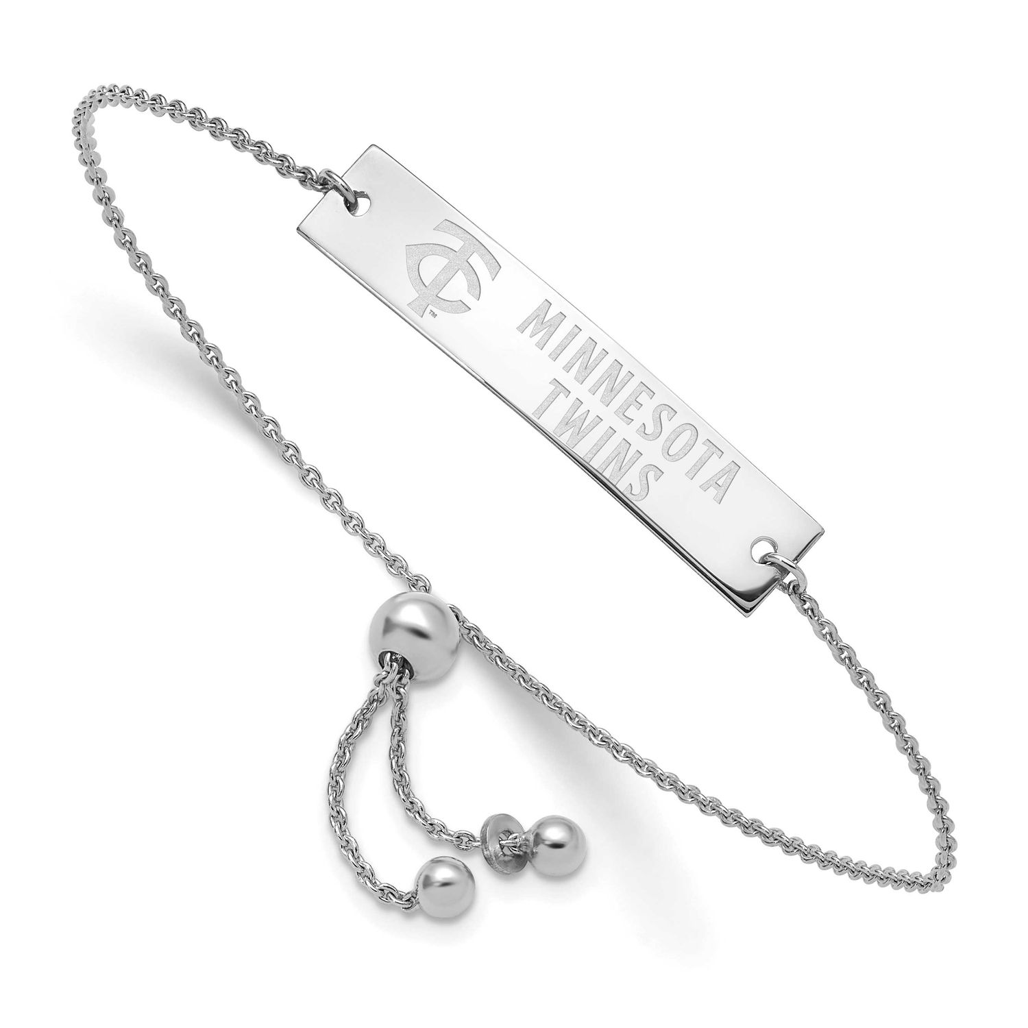 MLB Minnesota Twins Name Bar Adj Bracelet Sterling Silver Rhodium-plated, MPN: SS127TWN-9