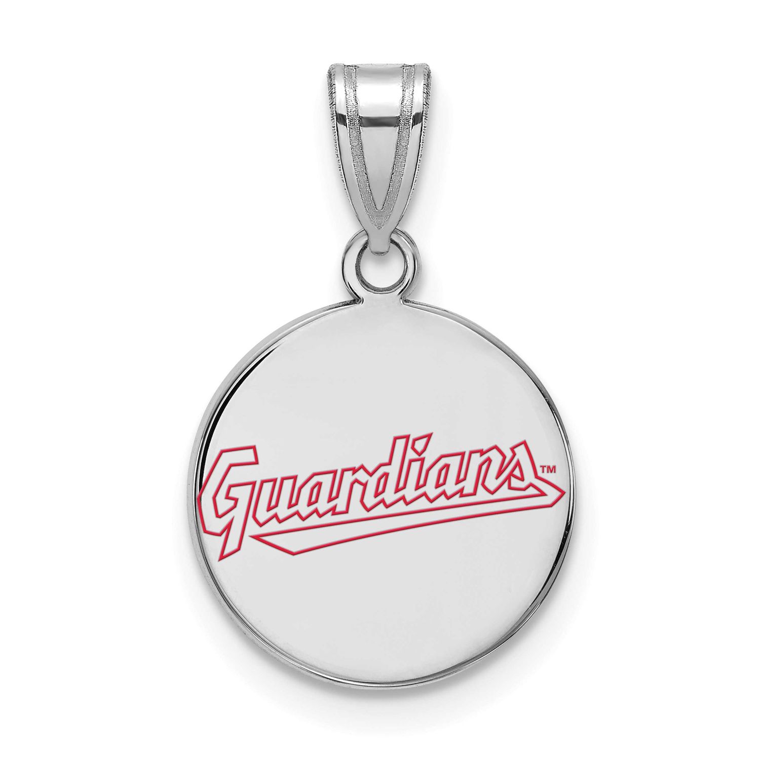 MLB Cleveland Guardians Medium Enamel Disc Pendant Sterling Silver Rhodium-plated, MPN: SS014GUA