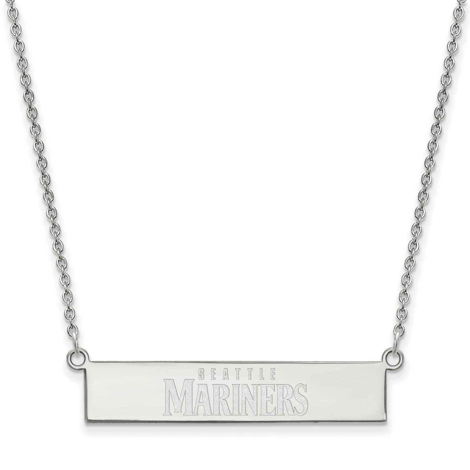 MLB Seattle Mariners Bar Necklace Sterling Silver Rhodium-plated, MPN: SS041MRN-18