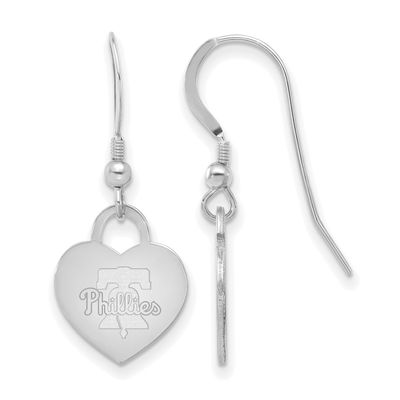 MLB Philadelphia Phillies Heart Dangle Earrings Sterling Silver Rhodium-plated, MPN: SS128PHI