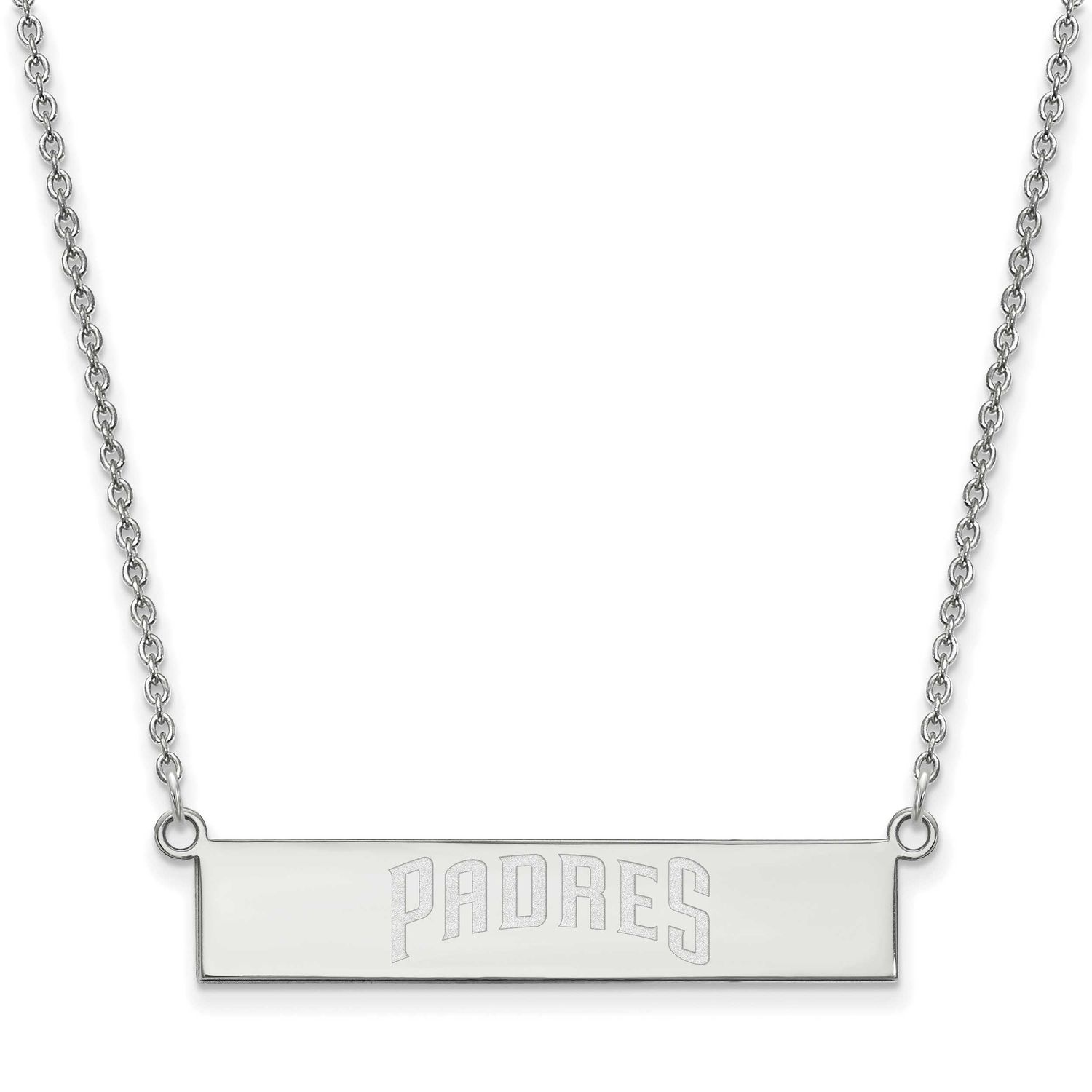 MLB San Diego Padres Script Bar Necklace Sterling Silver Rhodium-plated, MPN: SS041PAD-18