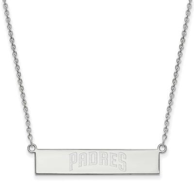 MLB San Diego Padres Script Bar Necklace Sterling Silver Rhodium-plated, MPN: SS041PAD-18