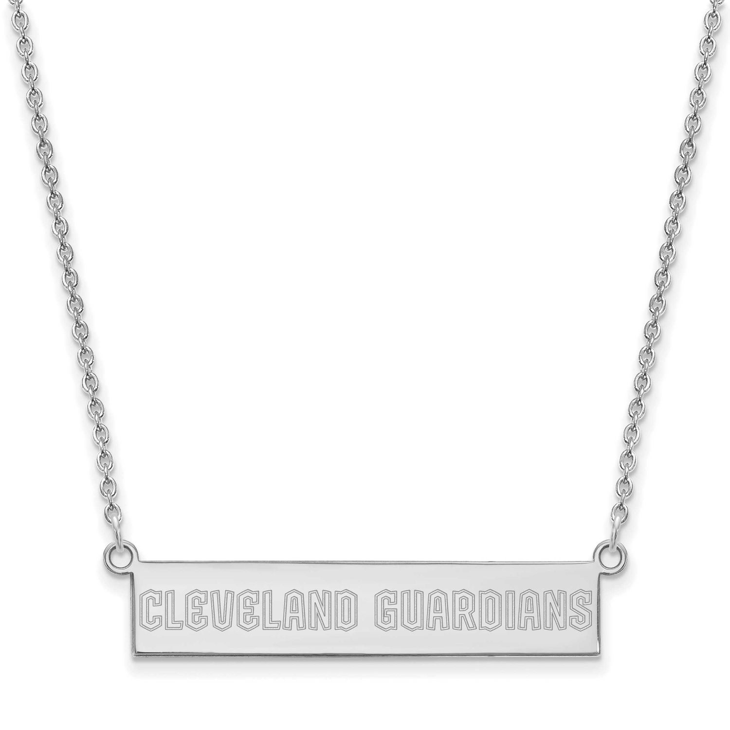 MLB Cleveland Guardians Small Bar Necklace Sterling Silver Rhodium-plated, MPN: SS029GUA-18