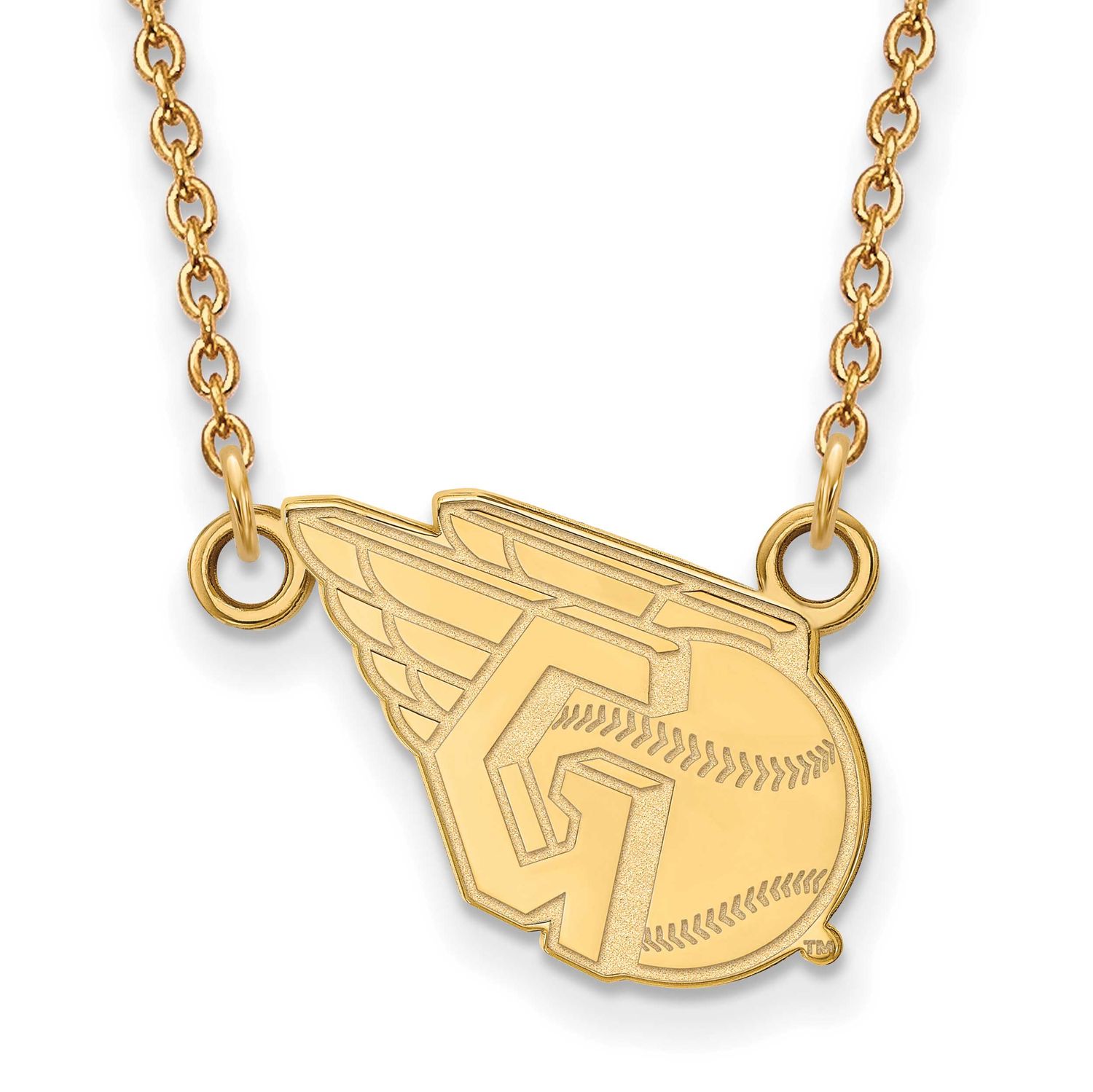 MLB Cleveland Guardians Logo Small Pendant with Necklace 14k Gold, MPN: 4Y025GUA-18