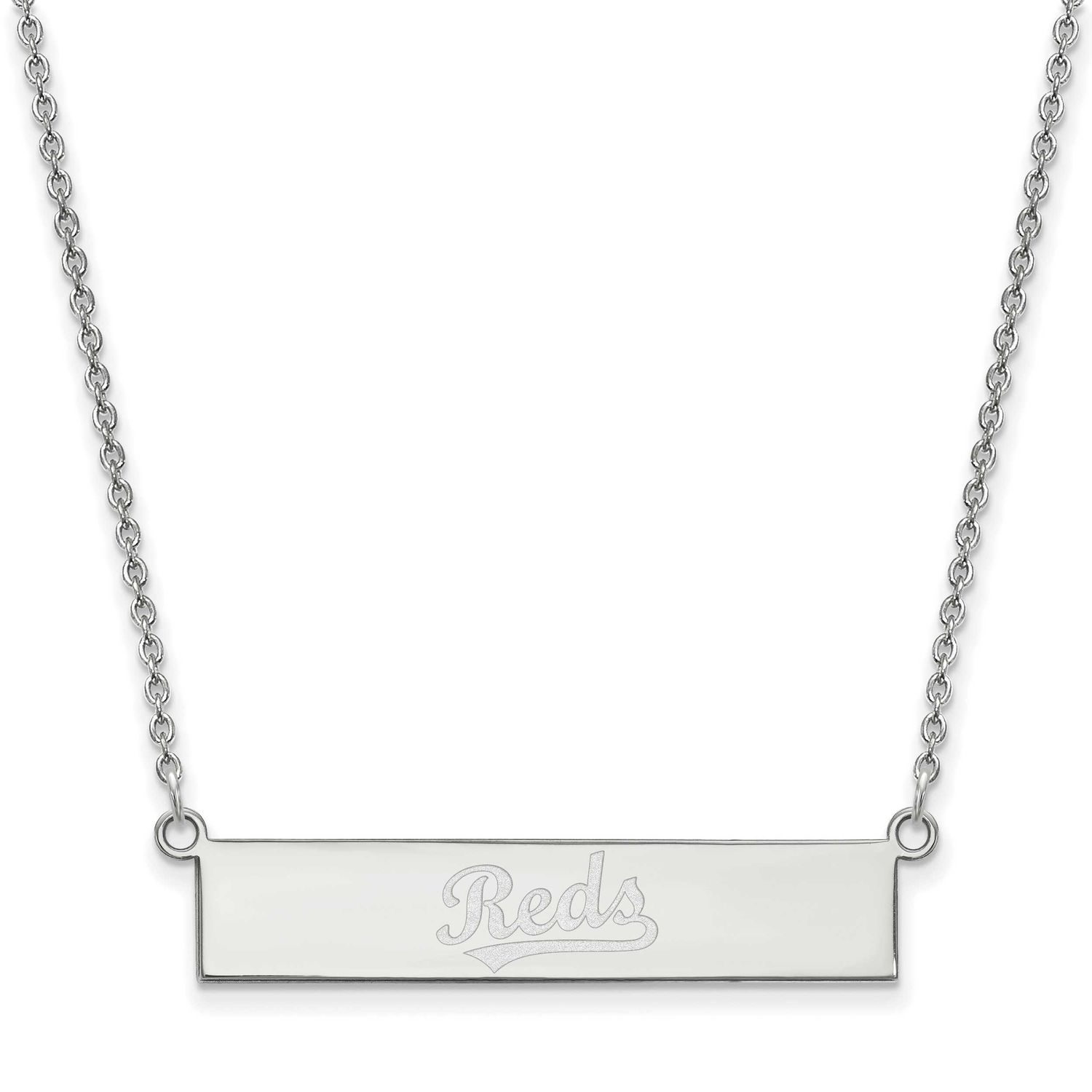 MLB Cincinnati Reds Script Bar Necklace Sterling Silver Rhodium-plated, MPN: SS041RDS-18