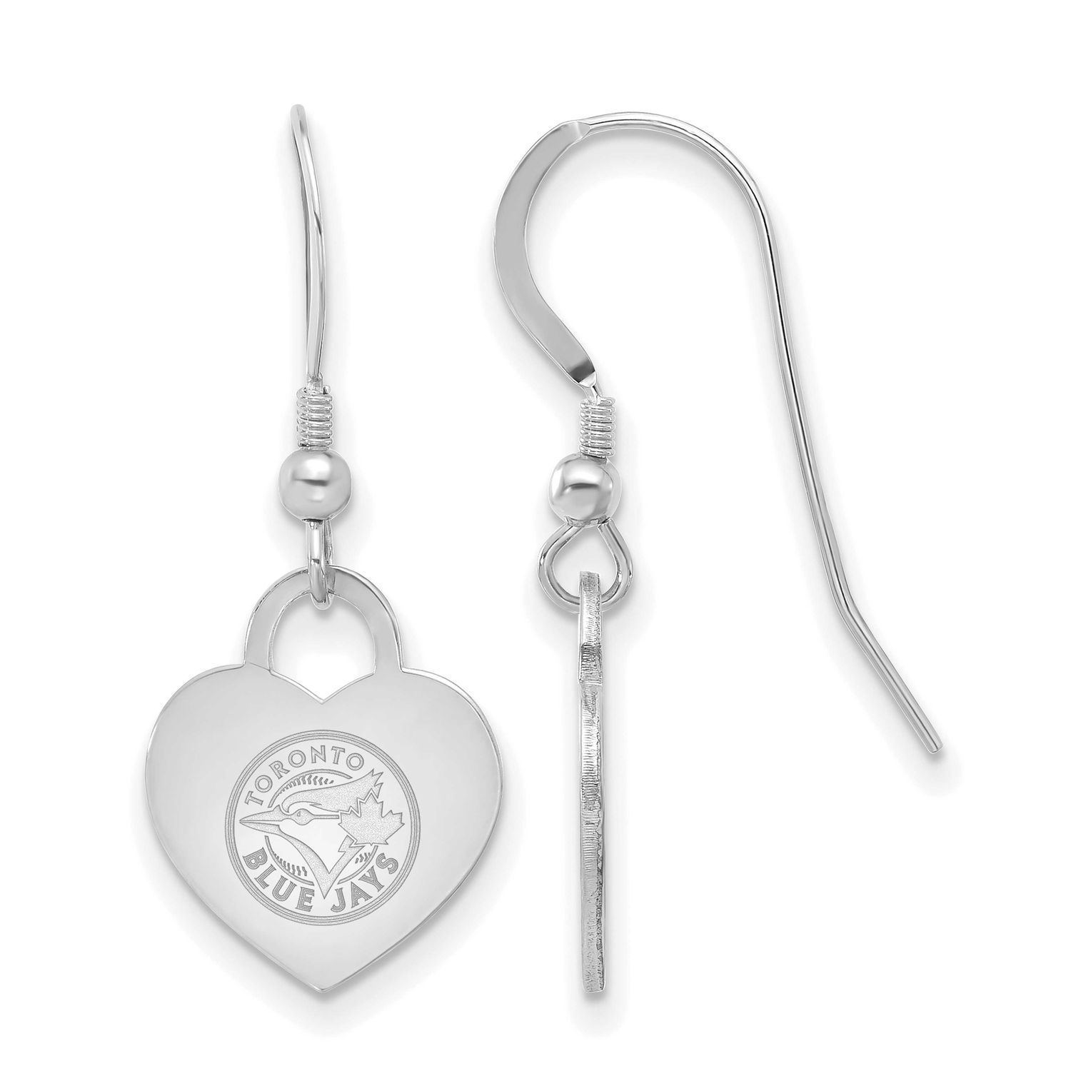 MLB Toronto Blue Jays Heart Dangle Earrings Sterling Silver Rhodium-plated, MPN: SS128BLU