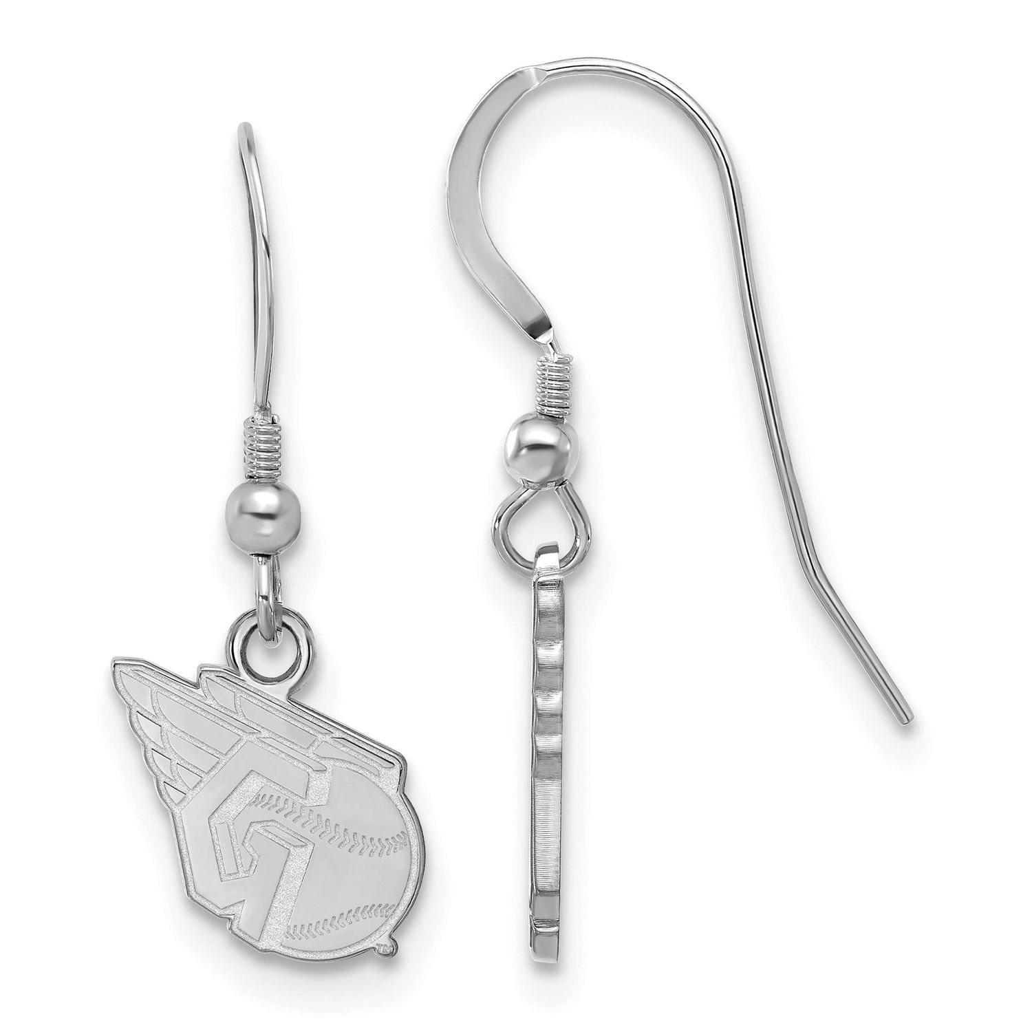 MLB Cleveland Guardians Small Wire Dangle Earrings Sterling Silver Rhodium-plated, MPN: SS022GUA