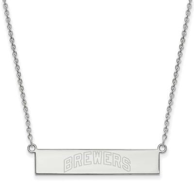 MLB Milwaukee Brewers Bar Necklace Sterling Silver Rhodium-plated, MPN: SS041BRE-18