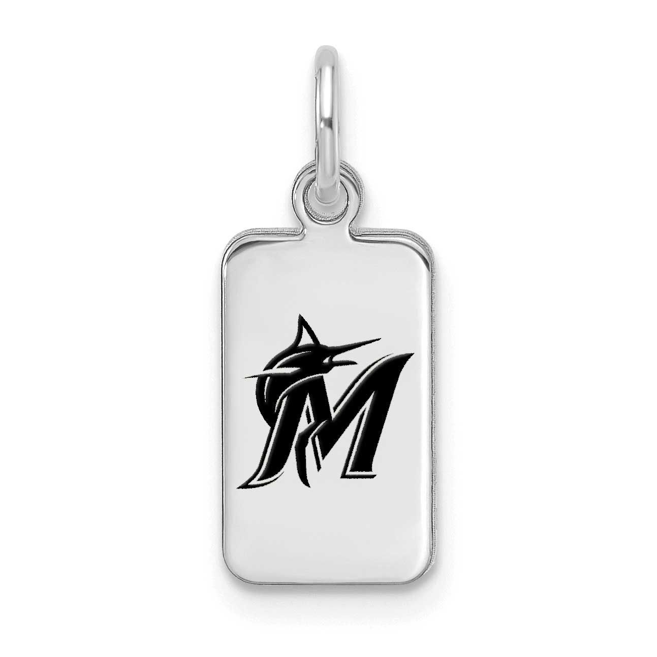 MLB Miami Marlins Enamel Tag Pendant Sterling Silver Rhodium-plated, MPN: SS126MIN