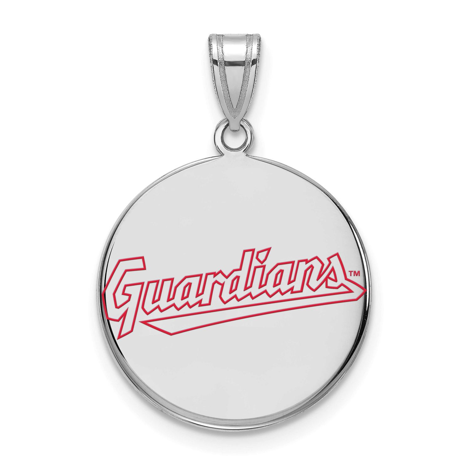 MLB Cleveland Guardians Large Enamel Disc Pendant Sterling Silver Rhodium-plated, MPN: SS016GUA