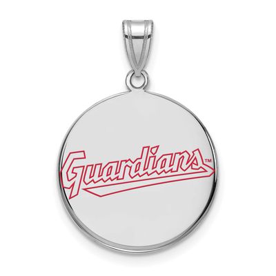 MLB Cleveland Guardians Large Enamel Disc Pendant Sterling Silver Rhodium-plated, MPN: SS016GUA