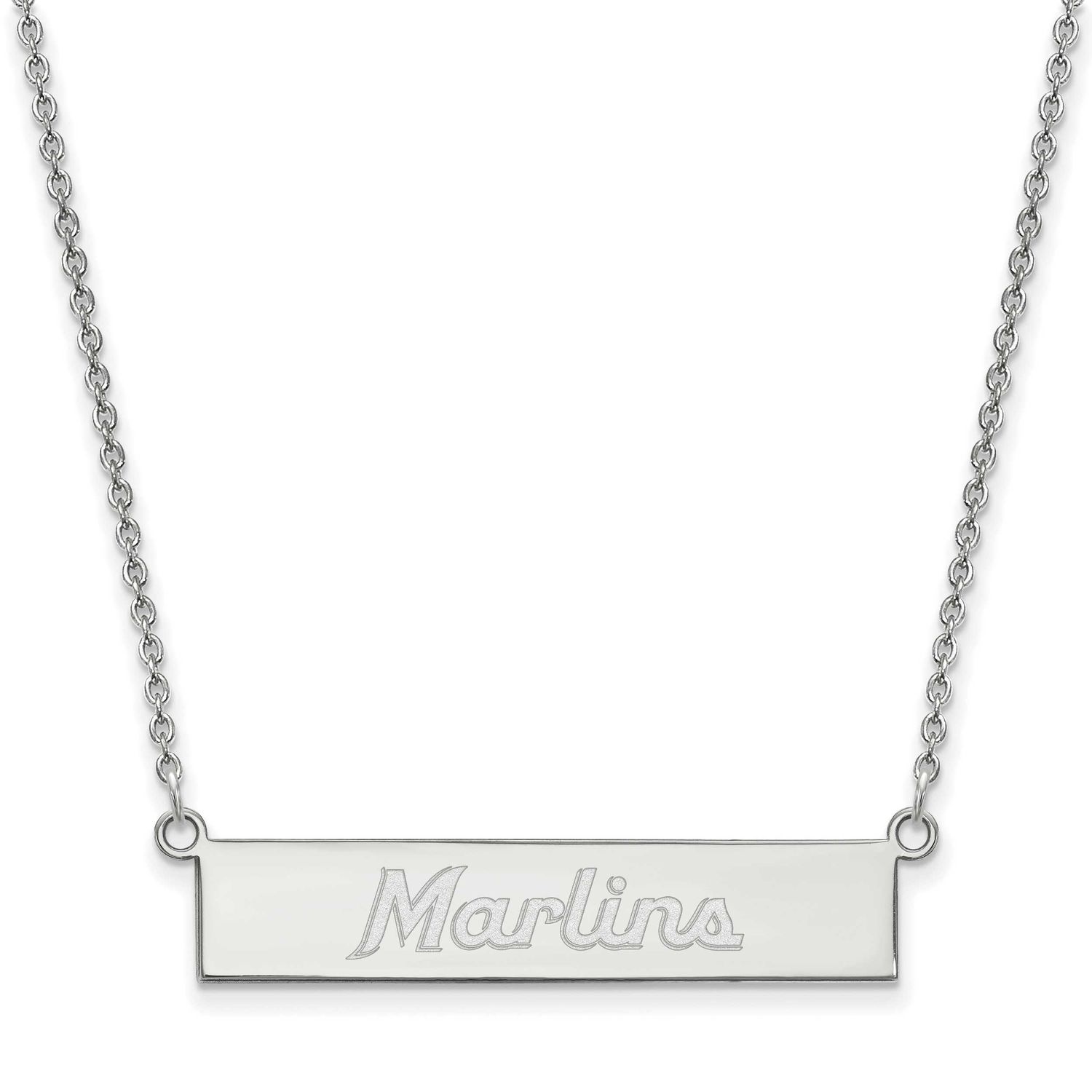 MLB Miami Marlins Script Bar Necklace Sterling Silver Rhodium-plated, MPN: SS041MIN-18
