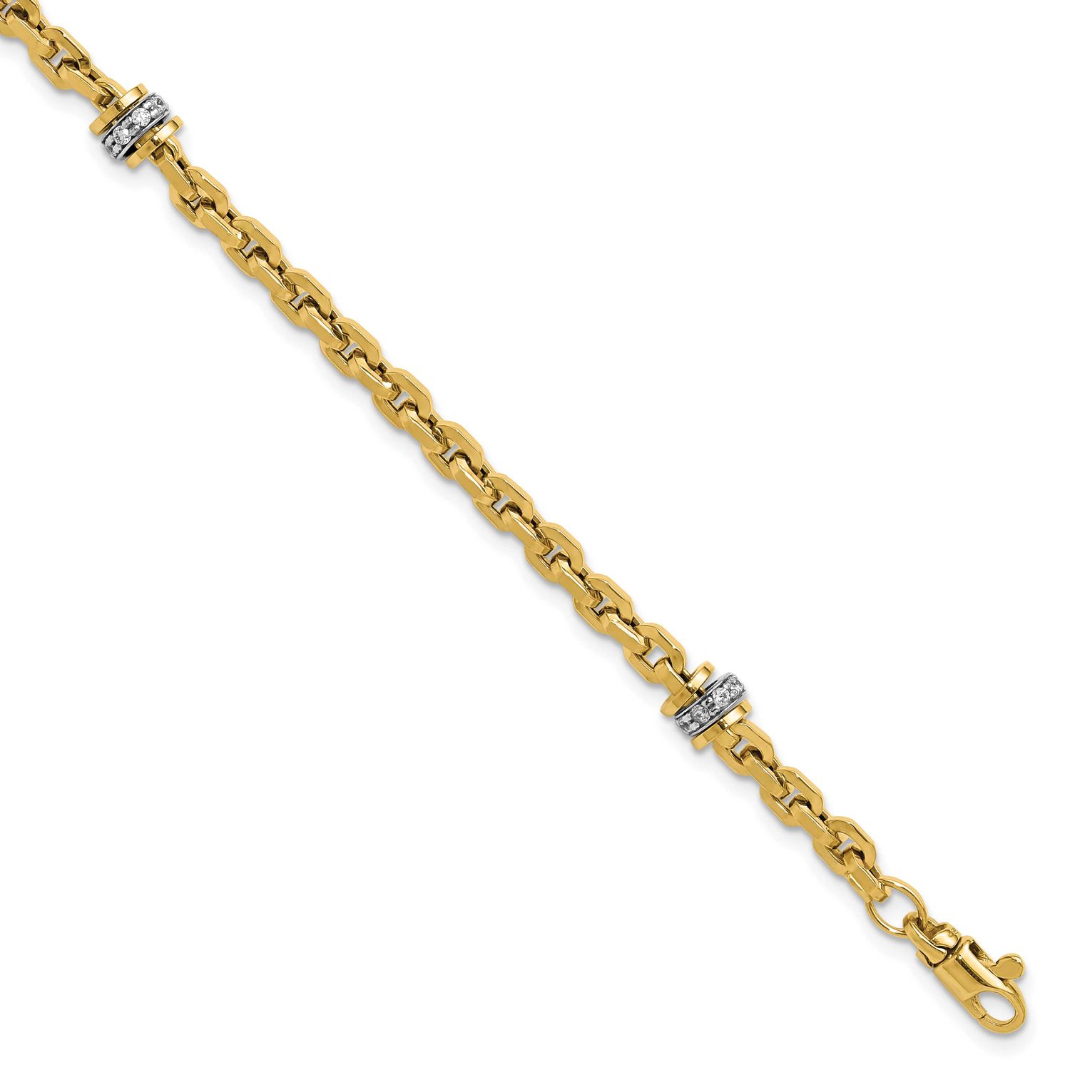 CZ Polished Fancy Link Bracelet 14k Two-tone Gold LF2102-7.5 196904317563