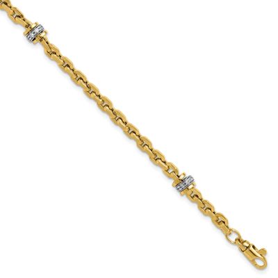 CZ Polished Fancy Link Bracelet 14k Two-tone Gold LF2102-7.5 196904317563