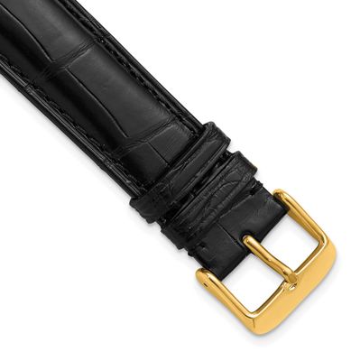 Debeer 18mm Black Matte Genuine Alligator Chrono Leather with Gold-Tone Buckle 7.5 Inch Watch Band …