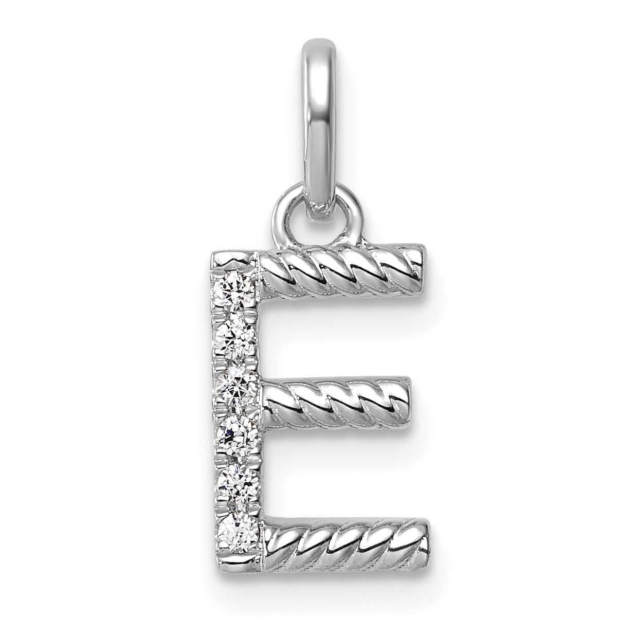 Twisted .05 Ct. Diamond Initial E Charm 14k White Gold PM10732E-WA