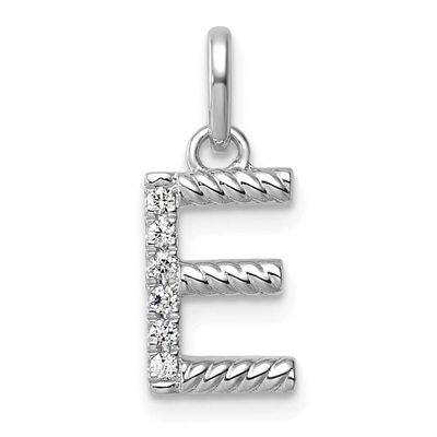 Twisted .05 Ct. Diamond Initial E Charm 14k White Gold PM10732E-WA