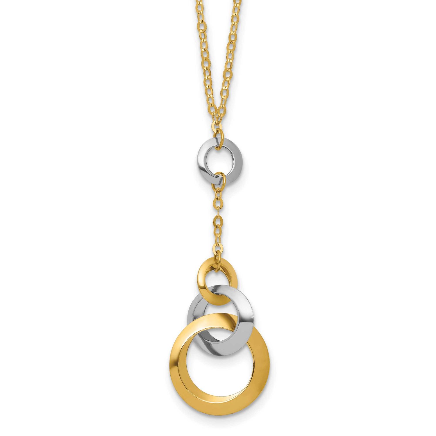 Circle Link Accent with 1 Inch Extender Necklace 14k Two-tone Gold Polished LF2175-17.75