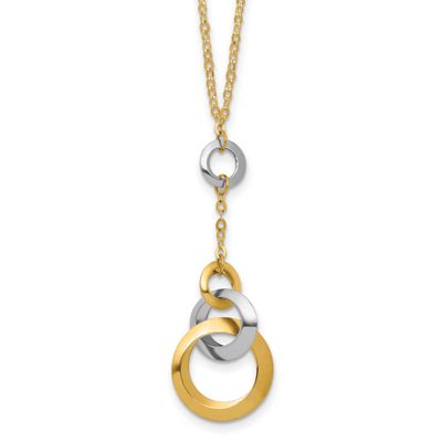 Circle Link Accent with 1 Inch Extender Necklace 14k Two-tone Gold Polished LF2175-17.75