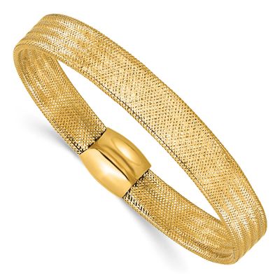 Mesh Slip-On Stretch Bracelet 14k Gold LF1815 196904171233