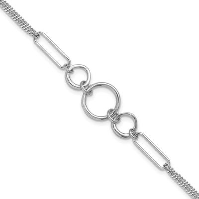 2-Strand with 1 Inch Extender Fancy Bracelet Sterling Silver Rhodium-plated QLF1389-7