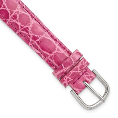 Debeer 16mm Pink Genuine Caiman Leather with Silver-Tone Buckle 7.5 Inch Watch Band 429-16