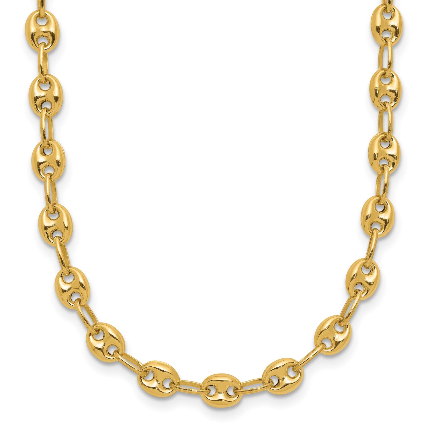Puffed Mariner Link Necklace 14k Gold Polished LF2109-18 196904275801
