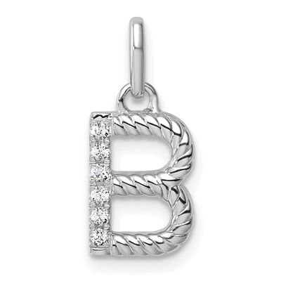 Twisted with .05 Ct. Diamond Initial B Charm 14k White Gold PM10732B-WA