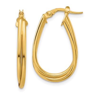 Twisted Hoop Earrings 14k Gold Polished LE2831 196904316498