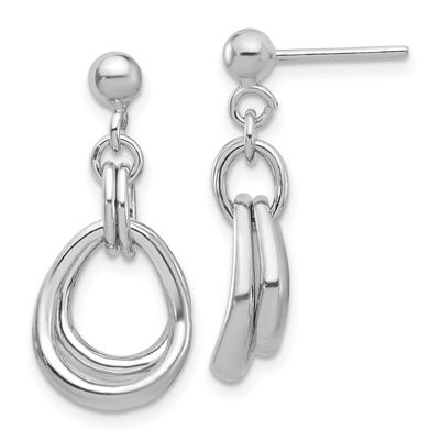 Polished Post Dangle Earrings Sterling Silver Rhodium-plated QLE1477 196904348413