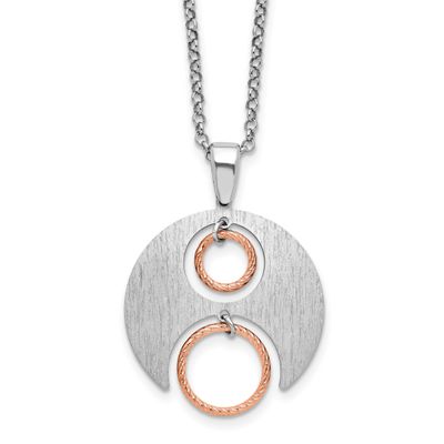 Rh/Rose Gold-Plat Polish/Brushed with 1 Inch Extender Neckla Sterling Silver QLF1398-18 196904347140