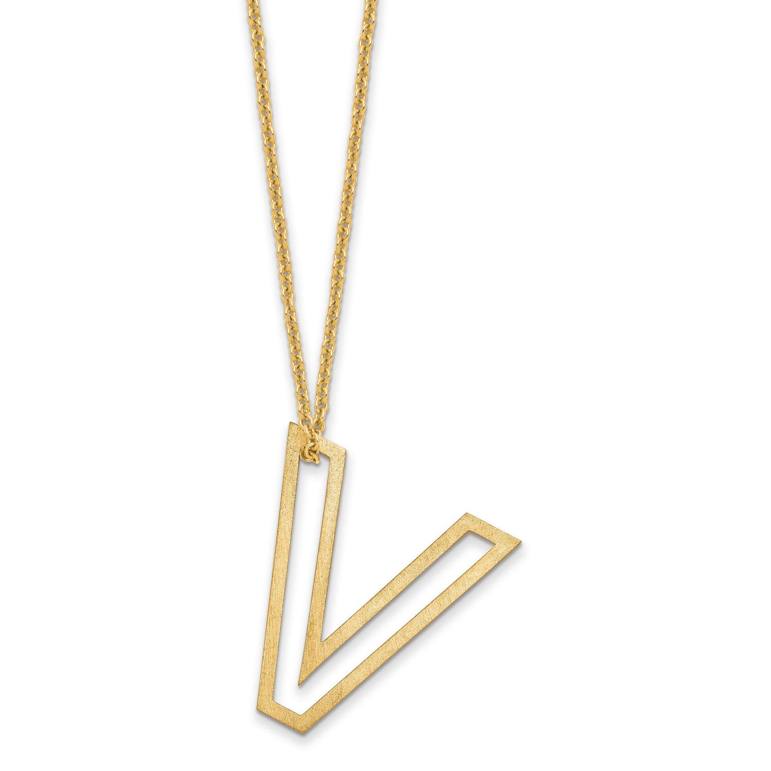 Cut Out Slide Initial V Necklace 14k Gold XNA1474Y/V
