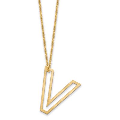 Cut Out Slide Initial V Necklace 14k Gold XNA1474Y/V