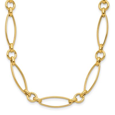 Fancy Link 19 Inch Necklace 14k Gold Polished LF1847-19 196904330999