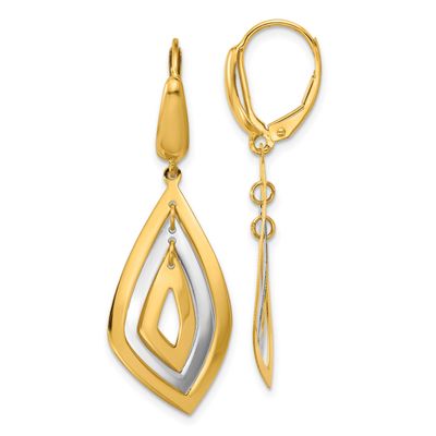 Dangle Leverback Earrings 14k Two-tone Gold Polished LE2876 196904315996