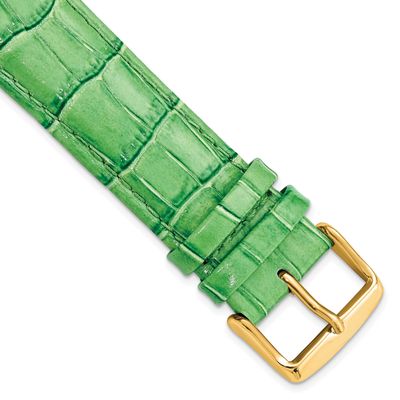 Debeer 24mm Long Green Crocodile Grain Chronograph Leather with Gold-Tone Buckle 8.5 Inch Watch Ban…
