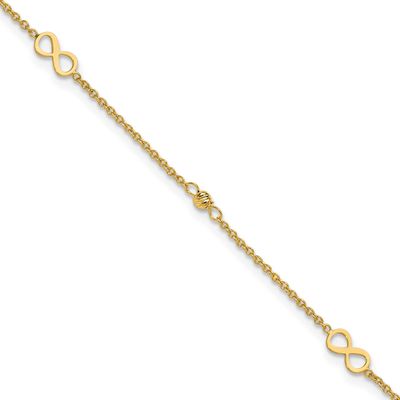 Diamond-Cut Infinity 9 Inch Plus 1 Inch Extender Anklet 14k Gold Polished LF2082-9 196904312049