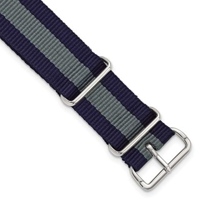 Debeer 18mm One-Piece Navy with Grey Stripe Military Ballistic G10 Nylon with Silver-Tone Buckle 10…