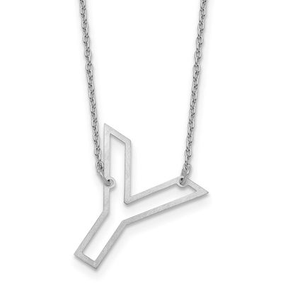 Sideways Cut Out Initial Y Necklace Sterling Silver XNA1473SS/Y