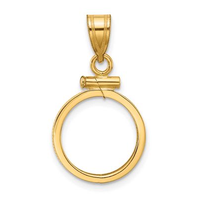 14.0mm x 1.1mm Screw Top Coin Bezel Pendant 10k Gold Polished 10C1885/14.0