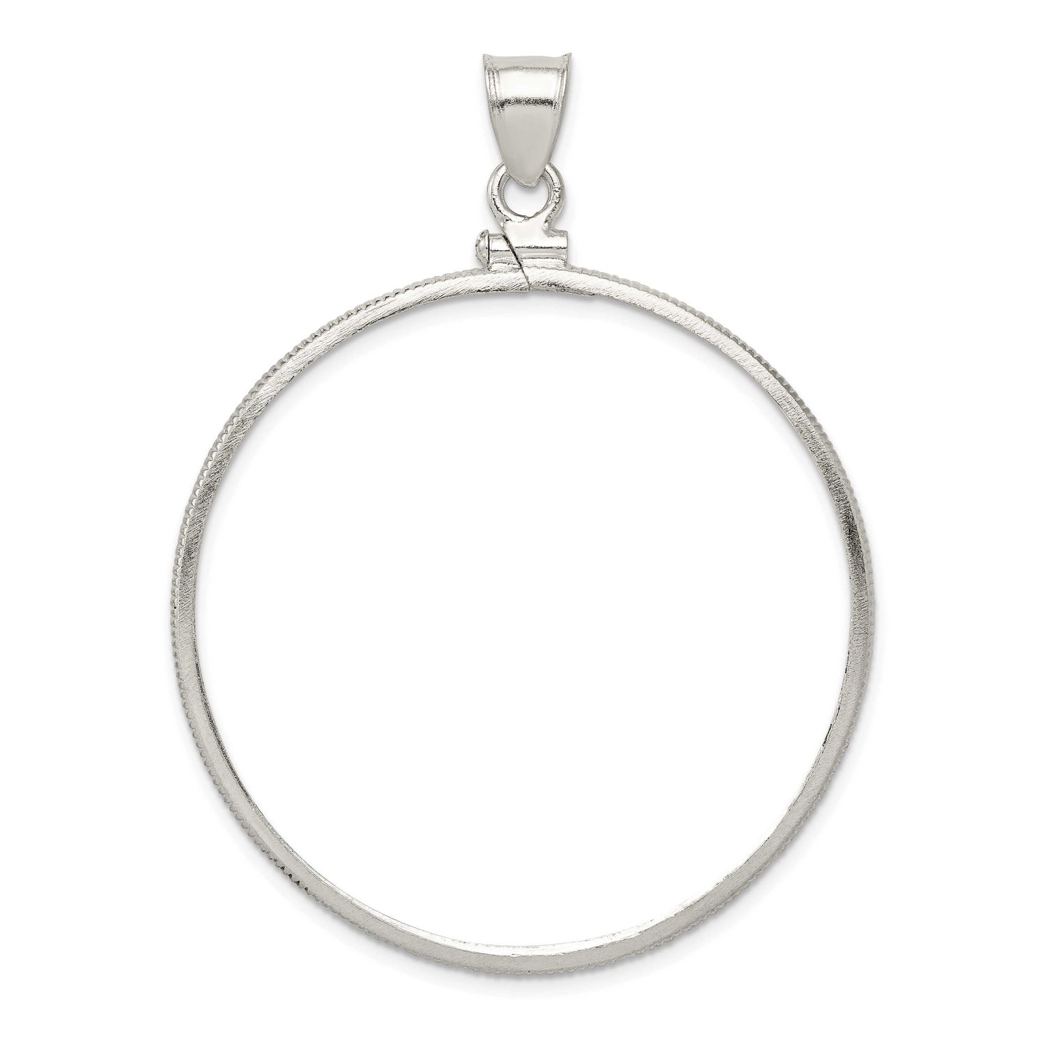 40.6 x 3.1mm Screw Top Coin Bezel Pendant Sterling Silver Polished QBP8 883957495347