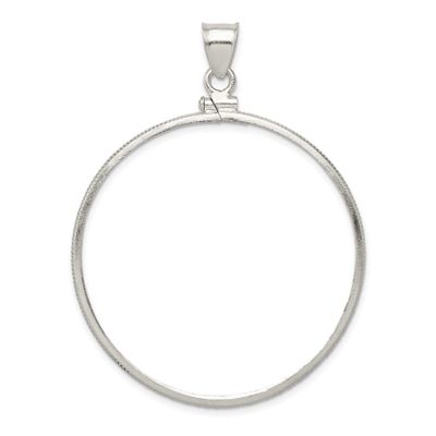 40.6 x 3.1mm Screw Top Coin Bezel Pendant Sterling Silver Polished QBP8 883957495347